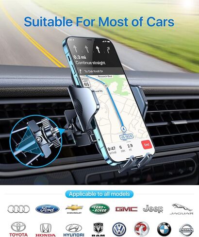 andobil 2024 Upgraded Car Phone Holder Mount for Vent, Military Sturdy Metal Clip Air Vent Phone Holder for Your Car Easy Used Cell Phone Car Mount for iPhone 16 15 14 13 12 Pro Max Samsung S24 S23 in Saudi Arabia