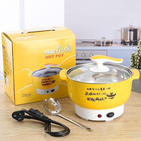Electric Pot for Cooking,Electric Hot Pot,1.8L 400 to 800W Electric Pot,Stainless Steel Inner Wall 2 Modes Overheating Protection Mini Electric Cooker for Office, Dormitory(red), electric hot pot in Saudi Arabia