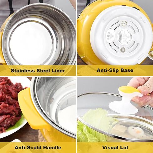 Electric Pot for Cooking,Electric Hot Pot,1.8L 400 to 800W Electric Pot,Stainless Steel Inner Wall 2 Modes Overheating Protection Mini Electric Cooker for Office, Dormitory(red), electric hot pot in Saudi Arabia