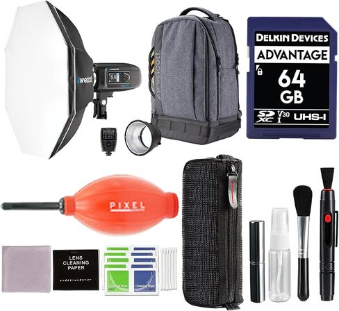 طقم حقيبة ظهر Westcott FJ400 Strobe 1-Light مع مشغل لاسلكي FJ-X3 S (متوافق مع Sony) وRapid Box Switch Octa-S وإكسسوارات Pixel Advance وحزمة السفر | ويستكوت FJ400 in Kuwait