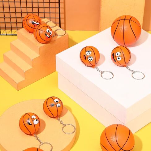 12 Pcs Mini Funny Stress Balls Keychain, Sport Face Keychain Stress Relief Squeeze Balls Keychain Sport Gifts for Women Men Sport Team Players Party Favor Birthday Gift(Football) in Kuwait