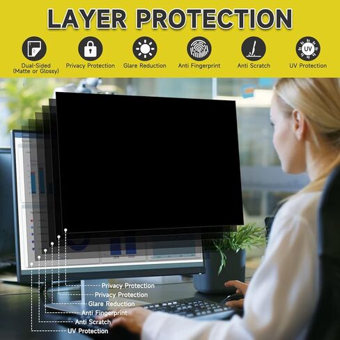 واقي شاشة لخصوصية الكمبيوتر مقاس 24 بوصة، فلتر شاشة مضاد للوهج ومضاد للخدش متوافق مع جميع أجهزة الكمبيوتر العريضة مقاس 24 بوصة بنسبة عرض إلى ارتفاع 16:9 in Kuwait