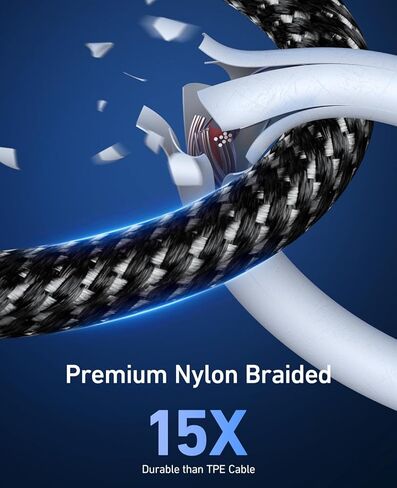 Dasku Lightning Cable 3ft 3Pack Nylon Braided Heavy Duty iPhone Charger Cord Black Compatible with 14/13 / 12/11 Pro Max/X/Xs Max/Xr /8 Plus/ 7 6S Plus 6 Plus/iPad Mini/Air in Kuwait