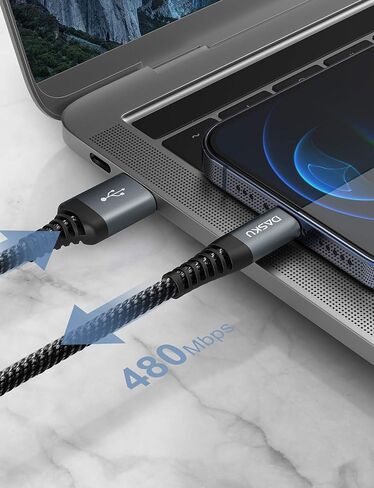 Dasku Lightning Cable 3ft 3Pack Nylon Braided Heavy Duty iPhone Charger Cord Black Compatible with 14/13 / 12/11 Pro Max/X/Xs Max/Xr /8 Plus/ 7 6S Plus 6 Plus/iPad Mini/Air in Kuwait