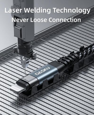 Dasku Lightning Cable 3ft 3Pack Nylon Braided Heavy Duty iPhone Charger Cord Black Compatible with 14/13 / 12/11 Pro Max/X/Xs Max/Xr /8 Plus/ 7 6S Plus 6 Plus/iPad Mini/Air in Kuwait