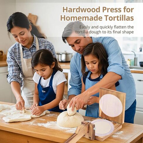 مكبس تورتيلا من الخشب الصلب الفحمي العتيق، صانع تورتيلا من الخشب الصلب مستطيل مقاس 6.5 × 5.1 بوصة، مكبس تورتيلا دقيق الخشب موفر للعمالة للتورتيلا المكسيكية محلية الصنع، روتي، بوريتوس، التاكو in Kuwait