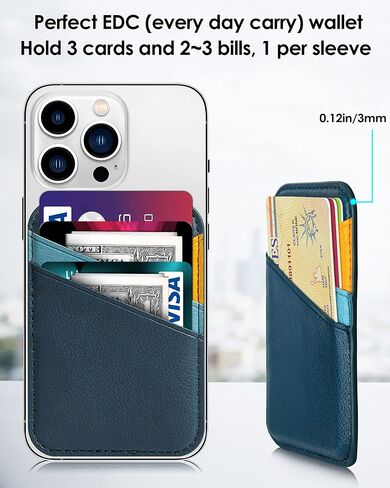 Miroddi for MagSafe Wallet, Magnetic Wallet Card Holder for iPhone 16/15/14/13/12 Series, 0.12" Ultra-Thin Leather Magnetic Phone Wallet, 3 Card Slots, Fits 3 Cards, Blue & Orange - Color Blocking in Saudi Arabia