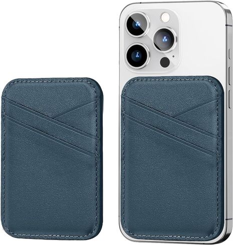 Miroddi for MagSafe Wallet, Magnetic Wallet Card Holder for iPhone 16/15/14/13/12 Series, 0.12" Ultra-Thin Leather Magnetic Phone Wallet, 3 Card Slots, Fits 3 Cards, Blue & Orange - Color Blocking in Saudi Arabia