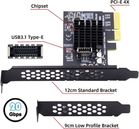 Cablecc 20Gbps USB 3.2 Gen2 Type-E IDC Front Header USB-C to PCI-E 4X Express Card Adapter for Desktop Motherboard in Saudi Arabia