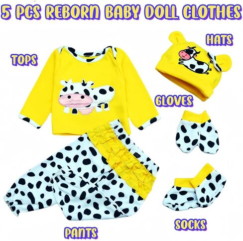 Reborn Baby Dolls Clothes 20 inch Outfit Accessories for 17-22 Inch Newborn Baby Doll Girl【Panda 4pcs Set 】 in Saudi Arabia