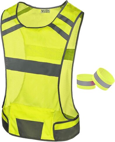Reflective Running Vest for Women & Men,High Visibility Reflector Vest with 2 Bands,Lightweight & Comfy Running Gear in Saudi Arabia
