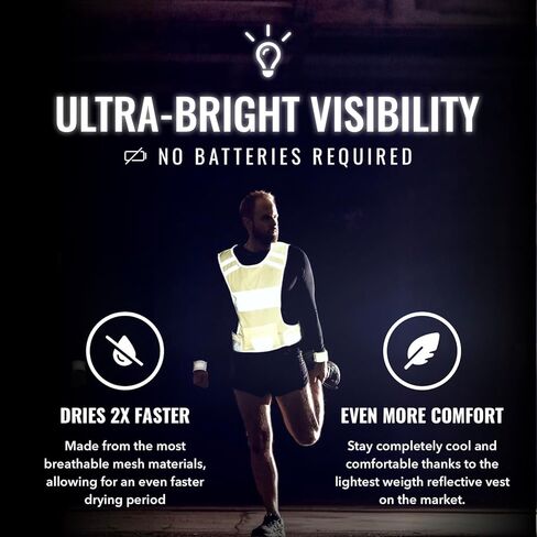 Reflective Running Vest for Women & Men,High Visibility Reflector Vest with 2 Bands,Lightweight & Comfy Running Gear in Saudi Arabia