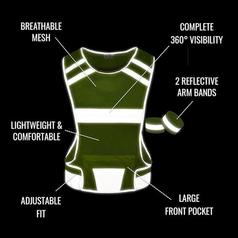 Reflective Running Vest for Women & Men,High Visibility Reflector Vest with 2 Bands,Lightweight & Comfy Running Gear in Saudi Arabia
