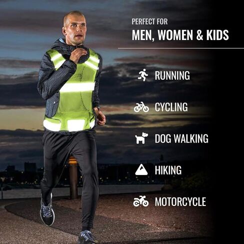 Reflective Running Vest for Women & Men,High Visibility Reflector Vest with 2 Bands,Lightweight & Comfy Running Gear in Saudi Arabia