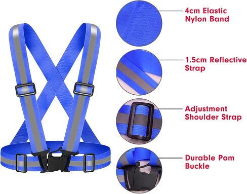 Reflective Vest Running Gear High Visibility Safety Vest Strap for Night | Portable Adjustable Reflective Vest,Ideal for Walking,Jogging,Hiking,Night Cycling in Saudi Arabia