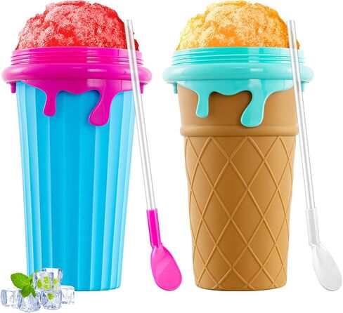 Slushy Maker Cup - TIK TOK Quick Frozen Magic Cup, Double Layers Slushie Cup, DIY Homemade Squeeze Icy Cup, Fasting Cooling Make And Serve Slushy Cup For Milk Shake, Smoothies, Slushies (500 ml, 1) in Saudi Arabia