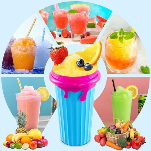 Slushy Maker Cup - TIK TOK Quick Frozen Magic Cup, Double Layers Slushie Cup, DIY Homemade Squeeze Icy Cup, Fasting Cooling Make And Serve Slushy Cup For Milk Shake, Smoothies, Slushies (500 ml, 1) in Saudi Arabia