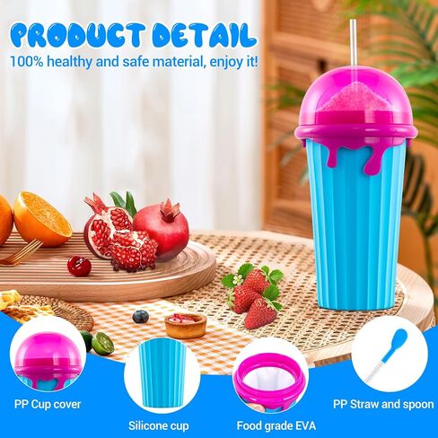 Slushy Maker Cup - TIK TOK Quick Frozen Magic Cup, Double Layers Slushie Cup, DIY Homemade Squeeze Icy Cup, Fasting Cooling Make And Serve Slushy Cup For Milk Shake, Smoothies, Slushies (500 ml, 1) in Saudi Arabia