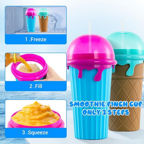 Slushy Maker Cup - TIK TOK Quick Frozen Magic Cup, Double Layers Slushie Cup, DIY Homemade Squeeze Icy Cup, Fasting Cooling Make And Serve Slushy Cup For Milk Shake, Smoothies, Slushies (500 ml, 1) in Saudi Arabia