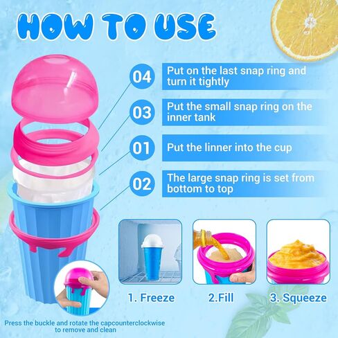 Slushy Maker Cup - TIK TOK Quick Frozen Magic Cup, Double Layers Slushie Cup, DIY Homemade Squeeze Icy Cup, Fasting Cooling Make And Serve Slushy Cup For Milk Shake, Smoothies, Slushies (500 ml, 1) in Saudi Arabia