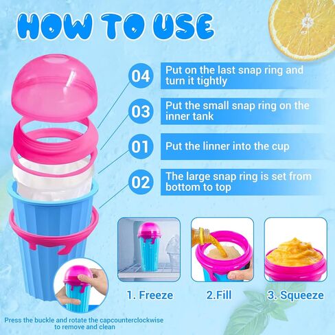 Slushy Maker Cup - TIK TOK Quick Frozen Magic Cup, Double Layers Slushie Cup, DIY Homemade Squeeze Icy Cup, Fasting Cooling Make And Serve Slushy Cup For Milk Shake, Smoothies, Slushies (500 ml, 1) in Saudi Arabia