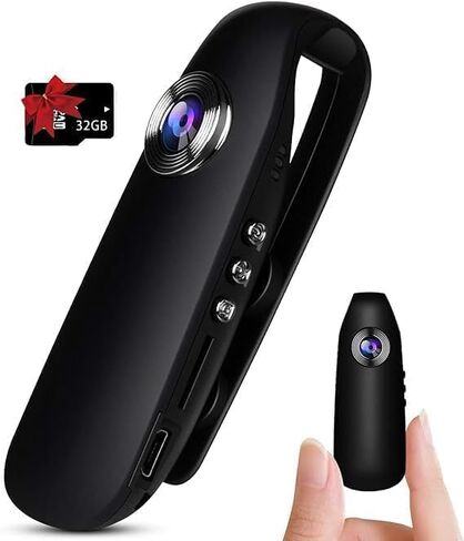 كاميرا الجسم مع بطاقة ذاكرة سعة 32 جيجابايت، وكاميرا الجسم بدقة 1080 بكسل كاملة الوضوح، وتخزين حلقي، وعمر بطارية يصل إلى 3-7 ساعات، وكاميرا الجسم القابلة للارتداء للمنزل والخارج in Kuwait