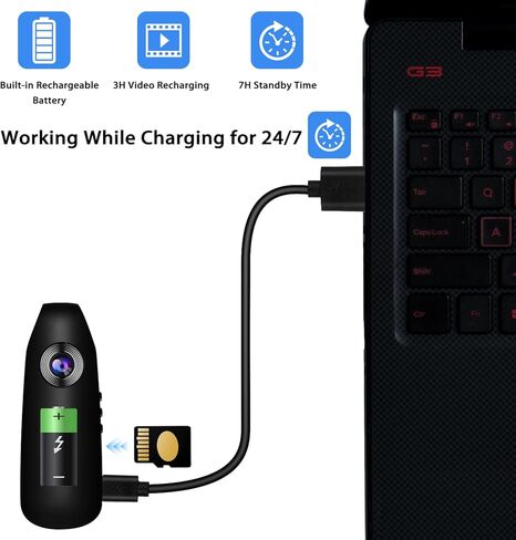 كاميرا الجسم مع بطاقة ذاكرة سعة 32 جيجابايت، وكاميرا الجسم بدقة 1080 بكسل كاملة الوضوح، وتخزين حلقي، وعمر بطارية يصل إلى 3-7 ساعات، وكاميرا الجسم القابلة للارتداء للمنزل والخارج in Kuwait