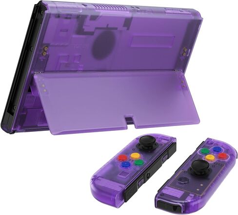 eXtremeRate DIY Full Set Shell for Nintendo Switch OLED, Replacement Console Back Plate & Kickstand, Custom NS Controller Housing with Full Set Buttons for Nintendo Switch OLED - Clear Atomic Purple in Kuwait