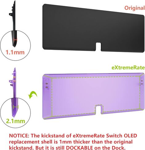 eXtremeRate DIY Full Set Shell for Nintendo Switch OLED, Replacement Console Back Plate & Kickstand, Custom NS Controller Housing with Full Set Buttons for Nintendo Switch OLED - Clear Atomic Purple in Kuwait