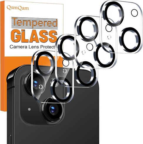 QsmQam 4 Pack Camera Lens Protector for iPhone 15 6.1" / iPhone 15 Plus 6.7", Tempered Glass Camera Cover, HD Clear, Anti-Scratch, Strong Adhesion [Does not Affect Night Shots] in Saudi Arabia
