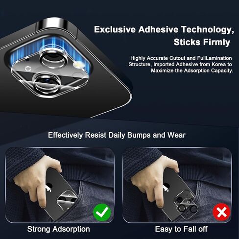 QsmQam 4 Pack Camera Lens Protector for iPhone 15 6.1" / iPhone 15 Plus 6.7", Tempered Glass Camera Cover, HD Clear, Anti-Scratch, Strong Adhesion [Does not Affect Night Shots] in Saudi Arabia