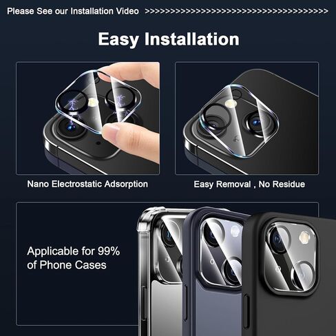 QsmQam 4 Pack Camera Lens Protector for iPhone 15 6.1" / iPhone 15 Plus 6.7", Tempered Glass Camera Cover, HD Clear, Anti-Scratch, Strong Adhesion [Does not Affect Night Shots] in Saudi Arabia