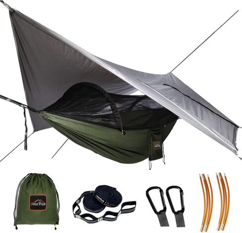Professional Camping Hammock with Mosquito Net, Lightweight Portable Double Hammock with Two 10 FT Hammock Tree Straps, 230T Nylon Hammock for Camping, Hiking, Yard, Backpacking Blue in Kuwait