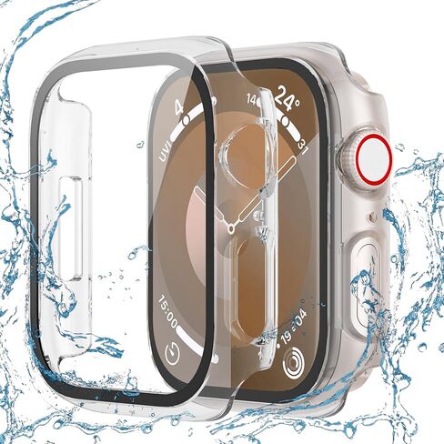 2 Pack Waterproof Case Compatible with Apple Watch 40mm SE (2nd Gen) Series 6 5 4 with Tempered Glass Screen Protector, Full Protective Hard PC Bumper Case Face Cover for iWatch 40mm Clear in Saudi Arabia