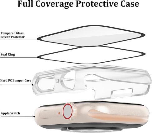 2 Pack Waterproof Case Compatible with Apple Watch 40mm SE (2nd Gen) Series 6 5 4 with Tempered Glass Screen Protector, Full Protective Hard PC Bumper Case Face Cover for iWatch 40mm Clear in Saudi Arabia