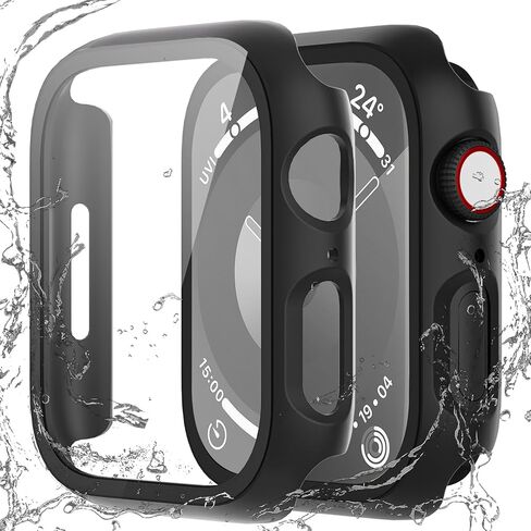 2 Pack Waterproof Case Compatible with Apple Watch 40mm SE (2nd Gen) Series 6 5 4 with Tempered Glass Screen Protector, Full Protective Hard PC Bumper Case Face Cover for iWatch 40mm Clear in Saudi Arabia