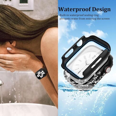2 Pack Waterproof Case Compatible with Apple Watch 40mm SE (2nd Gen) Series 6 5 4 with Tempered Glass Screen Protector, Full Protective Hard PC Bumper Case Face Cover for iWatch 40mm Clear in Saudi Arabia