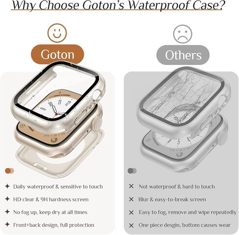 2-Pack Goton Waterproof Apple Watch Case for SE Series 6 5 4 Screen Protector 40mm, 360 Protective Glass Face Cover + Back Bumper for iWatch Accessories 40 mm in Kuwait