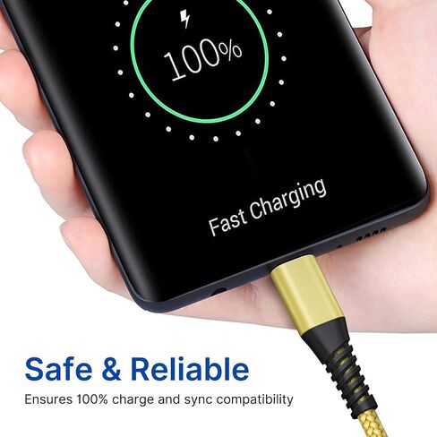كابل USB C بطول 10 أقدام 3 عبوات شحن سريع من النايلون المضفر طويل من النوع C كابل شاحن لهاتف Samsung Galaxy S24 S23 S22 S21 S10 S9 S8 A02s A03s A11 A12 A13 A14 A21 A22 A32 A42 A53، الكمبيوتر اللوحي، LG، Moto، TCL in Kuwait