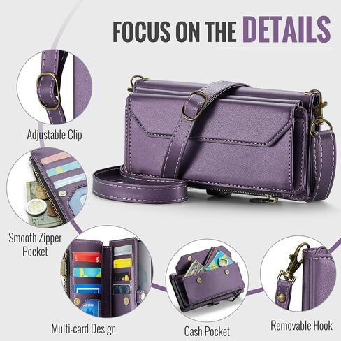 Asuwish Phone Case for Samsung Galaxy S21 Plus S21+ 5G Zipper Wallet Cover with Tempered Glass Screen Protector and Flip RFID Blocking Card Holder Cell S21+5G S21plus 21S + S 21 21+ G5 Women Purple in Saudi Arabia