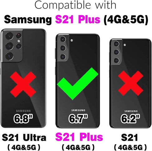 Asuwish Phone Case for Samsung Galaxy S21 Plus S21+ 5G Zipper Wallet Cover with Tempered Glass Screen Protector and Flip RFID Blocking Card Holder Cell S21+5G S21plus 21S + S 21 21+ G5 Women Purple in Saudi Arabia