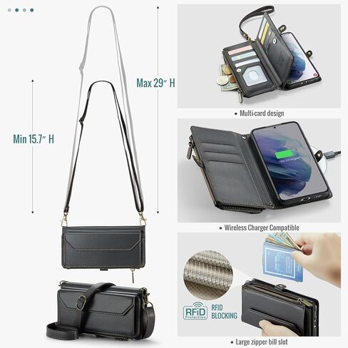 Asuwish Phone Case for Samsung Galaxy S21 Plus S21+ 5G Zipper Wallet Cover with Tempered Glass Screen Protector and Flip RFID Blocking Card Holder Cell S21+5G S21plus 21S + S 21 21+ G5 Women Purple in Saudi Arabia