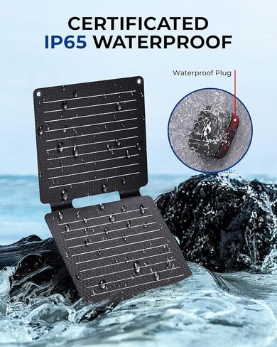 شاحن لوحة شمسية BigBlue 10W ETFE مع USB-A وUSB-C، شاحن الهاتف الشمسي المحمول SolarPowa 10 مع مسند للتخييم، مقاوم للماء IP65، متوافق مع iPhone13/X/8، الكمبيوتر اللوحي، Samsung، LG، إلخ in Kuwait