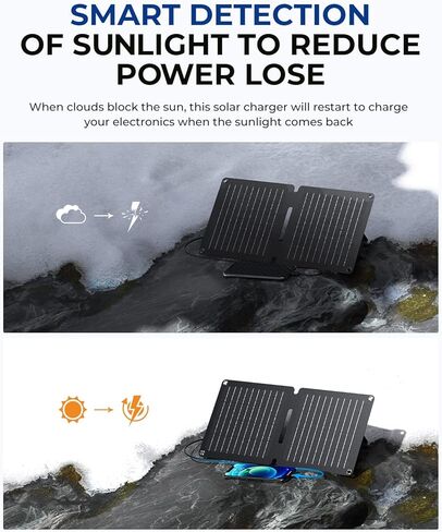 شاحن لوحة شمسية BigBlue 10W ETFE مع USB-A وUSB-C، شاحن الهاتف الشمسي المحمول SolarPowa 10 مع مسند للتخييم، مقاوم للماء IP65، متوافق مع iPhone13/X/8، الكمبيوتر اللوحي، Samsung، LG، إلخ in Kuwait