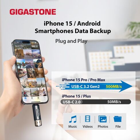 Gigastone USB-C SSD 500GB Gaming SSD PS5 iPhone15 USB3.2 Gen2 500MB/s Type-A + Type-C محرك أقراص الحالة الصلبة المحمول MacBook iPad Xbox الكمبيوتر المحمول الذكي SSD محرك الأقراص الصلبة الاحتياطية in Kuwait