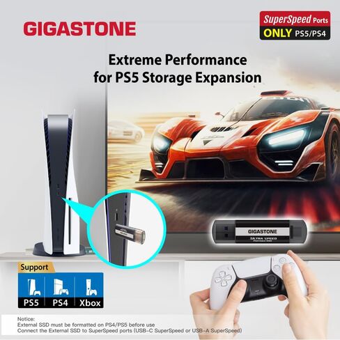 Gigastone USB-C SSD 500GB Gaming SSD PS5 iPhone15 USB3.2 Gen2 500MB/s Type-A + Type-C محرك أقراص الحالة الصلبة المحمول MacBook iPad Xbox الكمبيوتر المحمول الذكي SSD محرك الأقراص الصلبة الاحتياطية in Kuwait