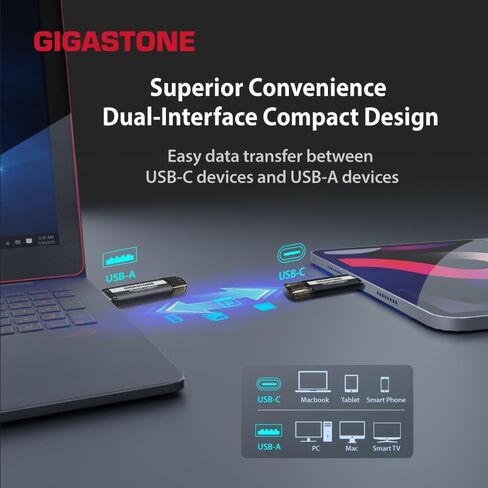 Gigastone USB-C SSD 500GB Gaming SSD PS5 iPhone15 USB3.2 Gen2 500MB/s Type-A + Type-C محرك أقراص الحالة الصلبة المحمول MacBook iPad Xbox الكمبيوتر المحمول الذكي SSD محرك الأقراص الصلبة الاحتياطية in Kuwait