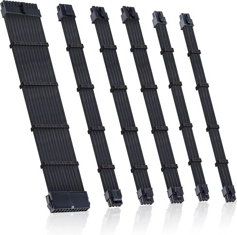 Clovertale Braided ATX Sleeved Cable Extension Kit for Power Supply Cable Kit, PSU Connectors, 24 Pin, 8 Pin, 6 Pin 4 + 4 Pin, 6 Pack, with Cable Comb 24 Pieces Set 24-Pin, 8-Pin, 6-Pin in Saudi Arabia