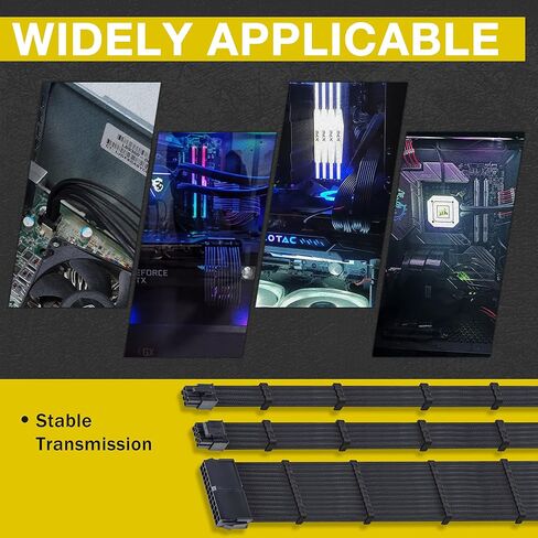 Clovertale Braided ATX Sleeved Cable Extension Kit for Power Supply Cable Kit, PSU Connectors, 24 Pin, 8 Pin, 6 Pin 4 + 4 Pin, 6 Pack, with Cable Comb 24 Pieces Set 24-Pin, 8-Pin, 6-Pin in Saudi Arabia
