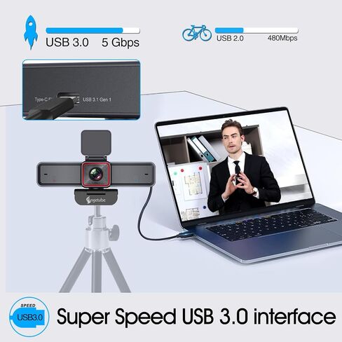 Angetube 4K Webcam with AI Tracking,Remote Control 4K Web Camera/10X Digital Zoom 1080P 60fps Web cam with USB 3.0 HDR/Dual Noise Cancelling Microphones for Video Calls/Meetings/Streaming/Skype/Zoom in Saudi Arabia